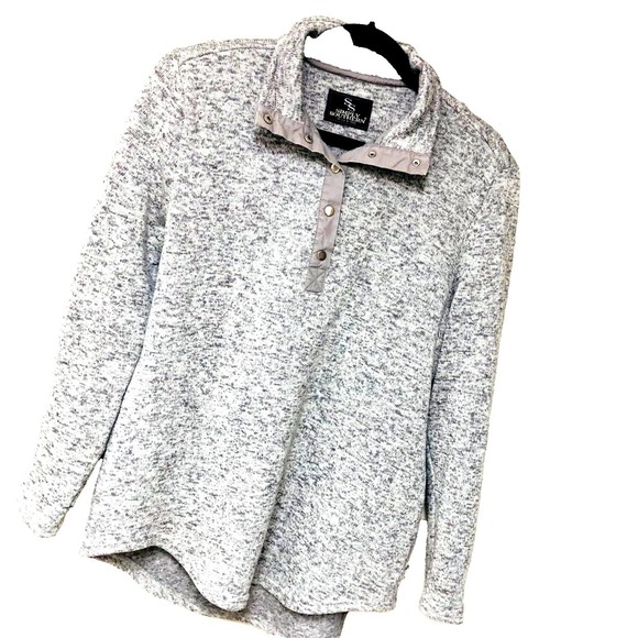 Simply Southern Tops - Simply Southern 1/4 Snap Sweater Womens L XL Gray Pullover Activewear Cozy Comfy